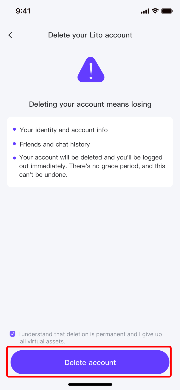 Step 5: Complete the second account deletion confirmation.