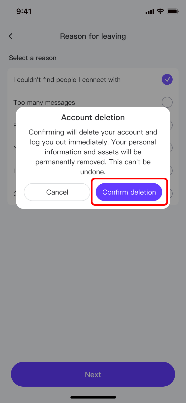 Step 7: Complete the final personal information deletion confirmation.